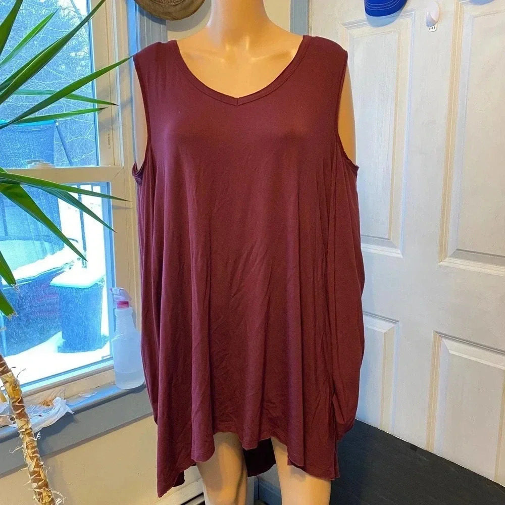 Peace Love World Soft Comfortable Modal Blend Cold Shoulder Top Women Plus SZ2X